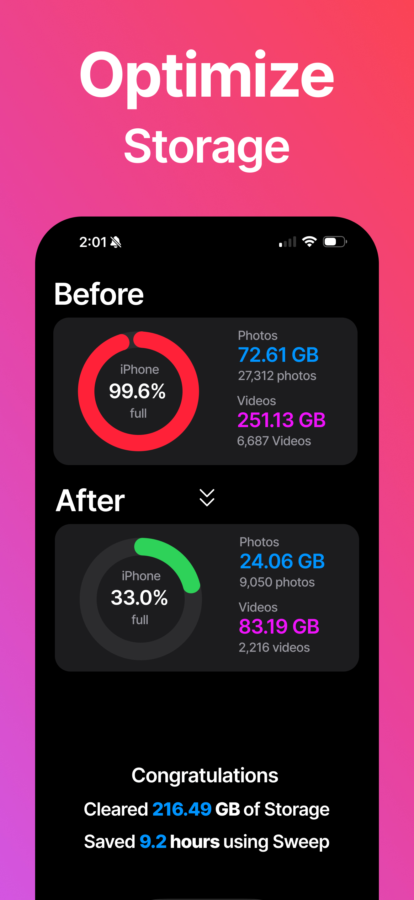 Storage optimization with Sweep